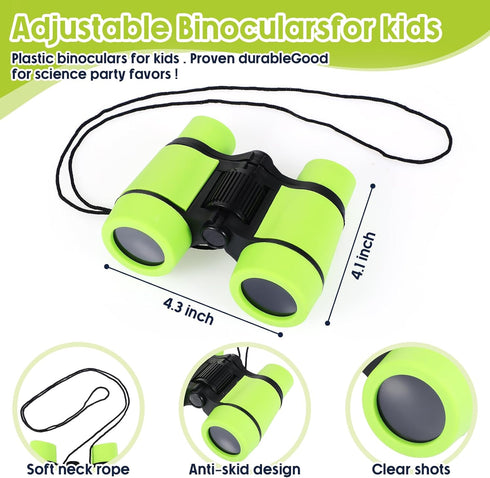 Liliful 12 Sets Kids Binoculars and Compass Play Set - Shockproof High Resolution Binoculars for Outdoor Activities