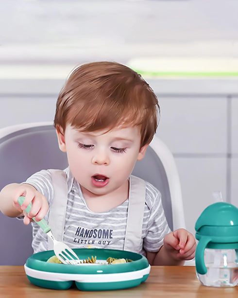 DF DUALFERV 10 pcs Toddler Utensils, Stainless Steel Silverware Set with Round Handle, BPA Free