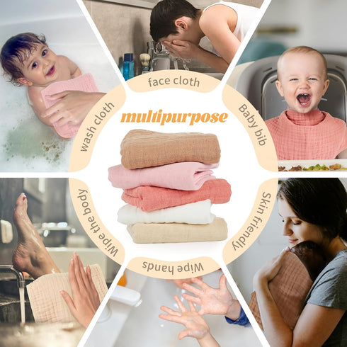 MIGIOL 100% 10x20 inches Muslin Burp Cloths Cotton Baby Burp Cloths Soft, Absorbent for Girls and Boys Baby Essentials