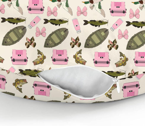 Summer Country Pink Fishing Hunting Girly Baby Nursing Pillow Covers for Girl Boats Bass Fish Duck Bows Nursing