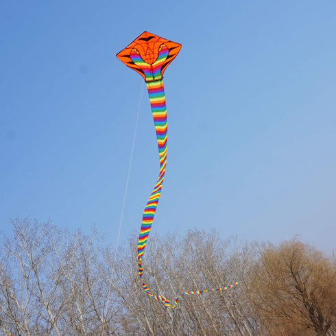 Besra Large Cobra Snake Kite, 52ft Colorful Rattlesnake Kite with Long Tails for Outdoor Fun
