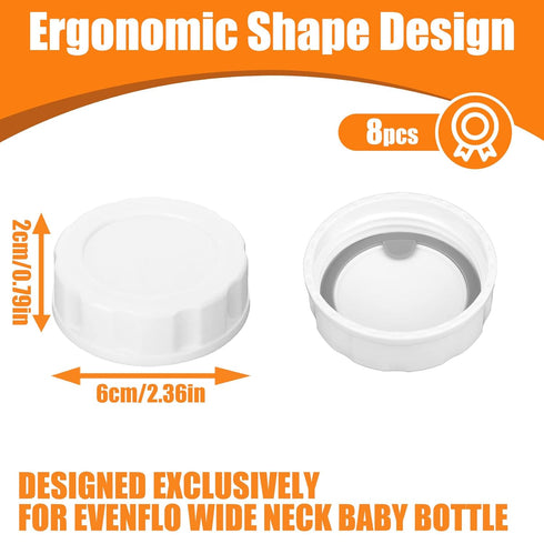 nonarttoy 8pcs Baby Bottle Caps Compatible with Evenflo Wide Neck Baby Bottle, Travel and Storage Bottle Lids