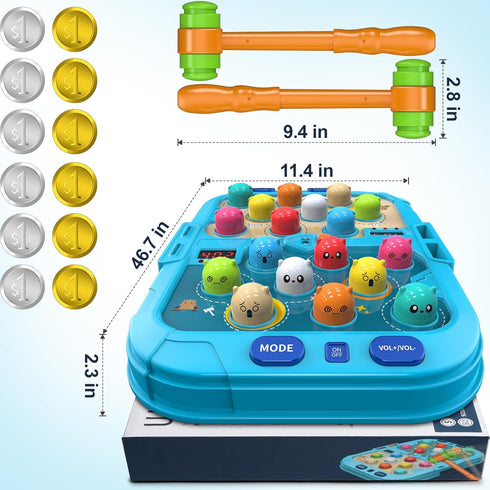 HopeRock Toddler Toys for 3-5 Year Old Boys, Interactive Educational Pounding Toys with 2 Hammers and 9 Music Sprays