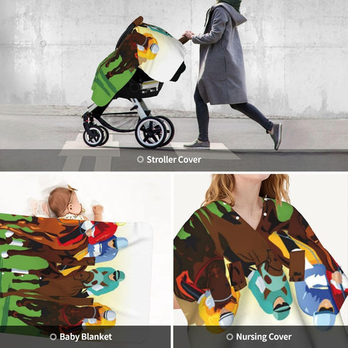 Zhbvncp Horse Racing Cartoons Baby Car Seat Cover & Breastfeeding Nursing Cover - Breathable Stretch Fabric Multi-Use