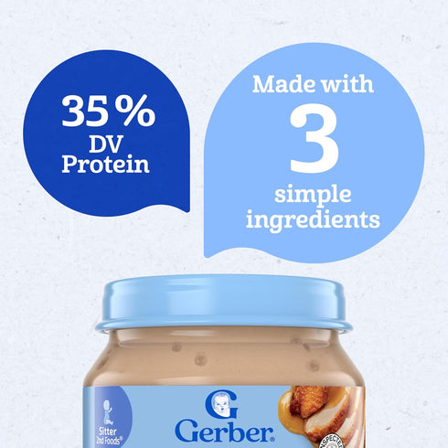 2, 10-Pack Gerber Stage Chicken and Gravy Jar, Baby Food, Mealtime Poultry Puree