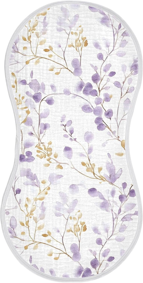 Watercolor Wildflower Muslin Baby Burp Cloths Set of 1, Super Soft &