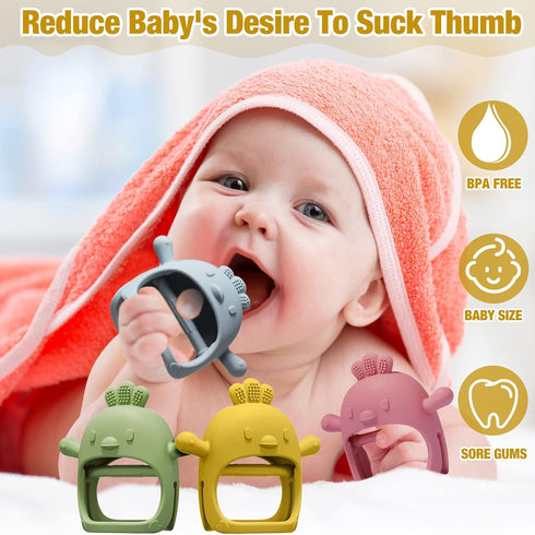 4 Packs Baby Teething Toy Silicone Teething Toys for Babies Over 6 Months, Anti Dropping Wrist Hand Teethers