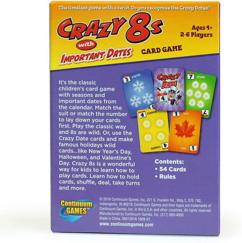 8s 4 Continuum Games Crazy with Important Dates Card Game - Kids Age and Up