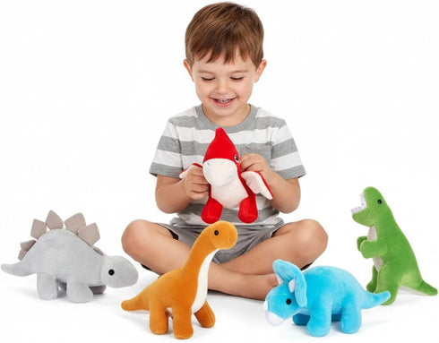Set Set 5 Set PASSIONFRUIT Stuffed Toy Dinosaur Animal of Dino Stuff Toy for Toddlers with Volcano Zipper Carry Bag