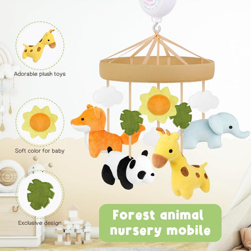 12 Animals Baby Crib Mobile - Safari Baby Mobile for Crib with Lullabies for Boys & Girls, Nursery Mobiles, Fits