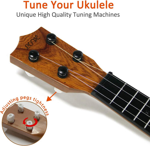 Kids Ukulele Musical Toy, 17 Inch 4 Steel Strings with Pick, Early Educational Learning Instrument Gift for Ages 3-6