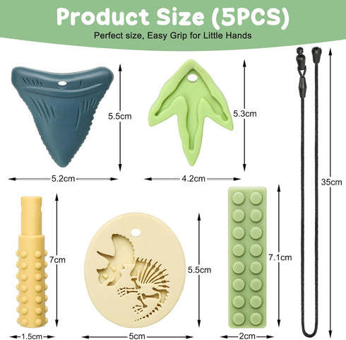 MISSLILI Sensory Chew Necklaces for Aggressive Chewers - Silicone Chewelry for Autism, ADHD, Oral Motor Therapy & Baby