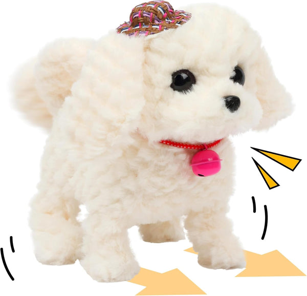 Cuteoy Walking White Dog Stuffed Animal - Talking Educational Plush Puppy Toy for Boys & Girls