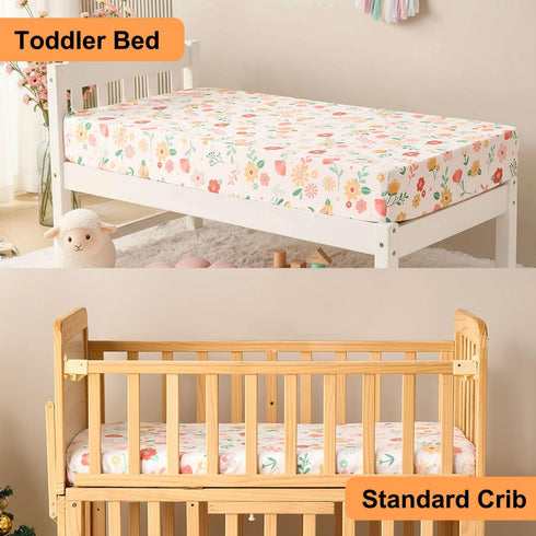 HomGoodz 52 28 Inches Floral Crib Sheets for Baby Girls x Fitted Crib Sheet for Standard Crib and Toddler Mattress,Baby