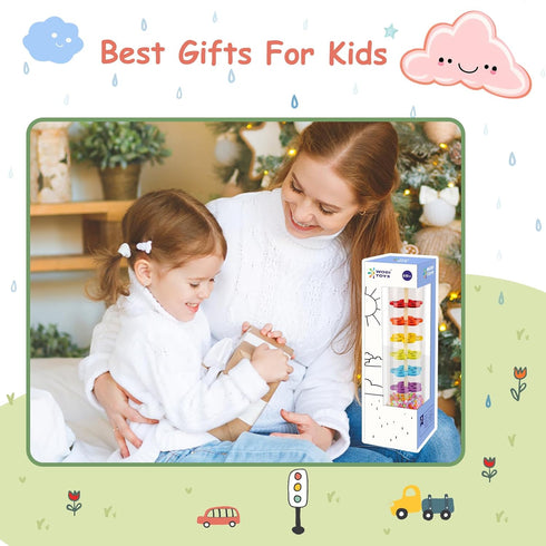 LOOIKOOS Rainmaker Rain Stick Musical Instrument for Babies - Baby Rattle Shaker Sensory Developmental Toy for Kids