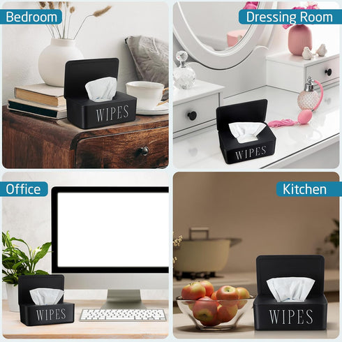 Singhoow 4 Pack Baby Wipes Dispenser Refillable Wipe Holder with Lid Toilet Wipes Container for Bathroom Tissue Paper