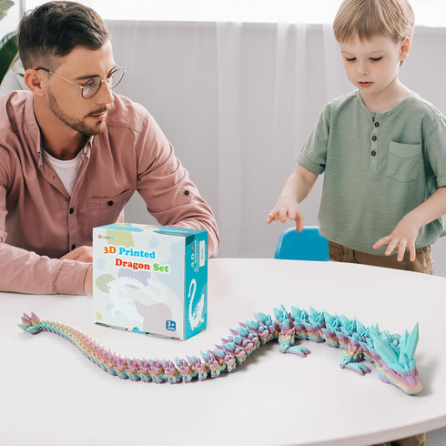 30'' 3D 3D Figurines(Mixcolor1,30inch) Printed Dragon - Printed Toys, Articulated Crystal Dragon Large Rainbow Animal