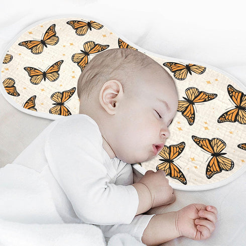 KICPOAY 2 22 11 Inch Muslin Baby Burp Cloths, Brown Monarch Butterflies Muslin Baby Bibs Rags Comfy Soft Absorbent