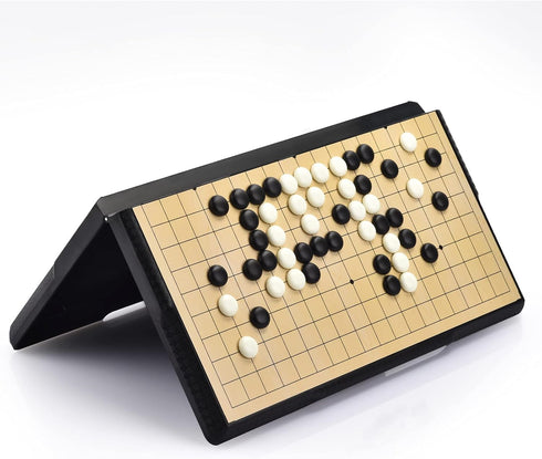 19x19 Go Board Game Set with Large Folding Travel Board (11.3-Inch) and Magnetic Plastic Stones