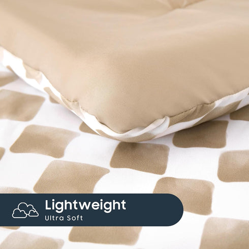 Set 4 Set Wake In Cloud - Toddler Bedding for Boys Girls, Cute Gingham Grid Checkered, Pieces Soft Crib Bed Including
