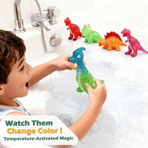 Lemofix 3-5 4-8 Set Color Changing Dinosaur Bath Toys: No Hole Mold Free Bath Toys for Kids Ages & | Magic Water