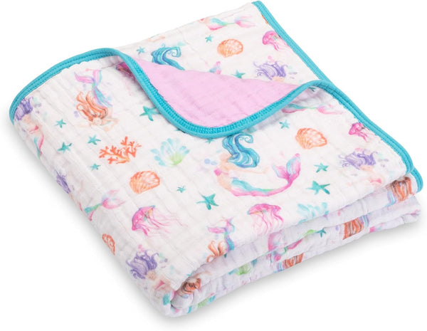 LollyBanks Muslin Baby Quilt, 6-Layer 100% Organic Cotton Baby Blanket for Girls,
