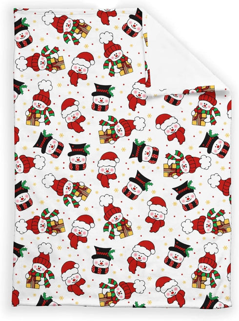SqtmuHLuo 60x80inch Red Christmas Snowman Baby Blanket for Boys Girls Christmas Watercolor Cute Snowman Holiday Neutral