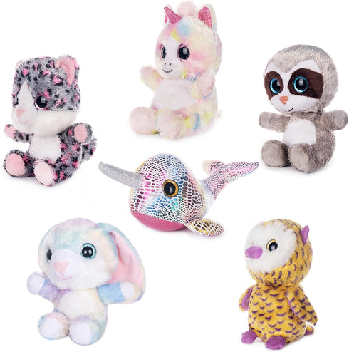 7" 6 My OLi Adorable Stuffed Animals Bulk - Pcs Fairy Tale Plush Toys (Sloth, Unicorn, Rabbit, Narwhal, Owl, Cat)