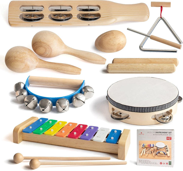 MUSICUBE Musical Instrument Set for Toddler Baby Kid Wooden Percussion Instrument Musical