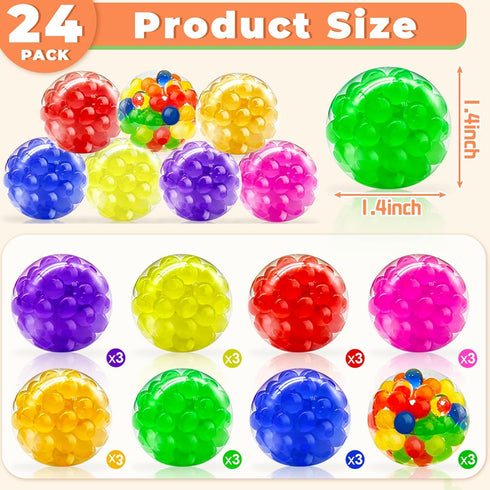 24 Pack Prefilled Surprise Eggs with Fidget Stress Balls, Sensory Toys for Kids, Classroom Prizes, Party Favors