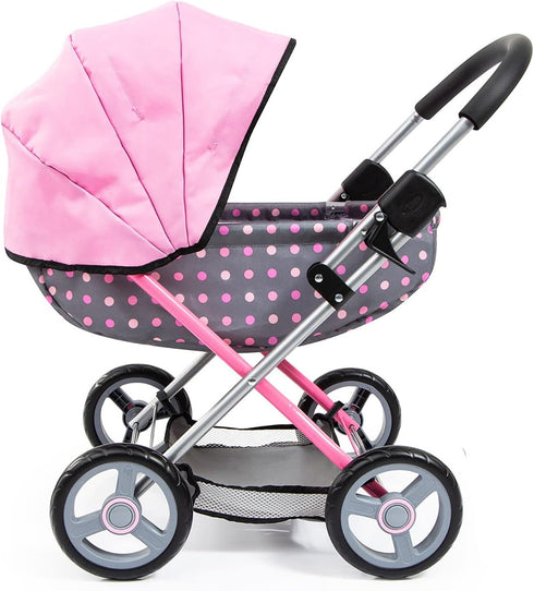 18 Bayer Doll Pram Carriage, Foldable Stroller for Dolls up to in with Blanket, Pillow & Handbag