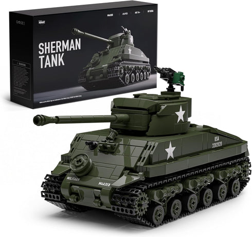 Nifeliz Sherman Military Tank Building Set for Adults, Collectible WW2 Military Model