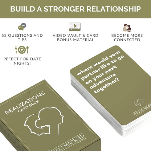 REALIZATIONS Card Deck - Fun Game for Couples - 52 Questions to Know Your Partner - Dating Gift