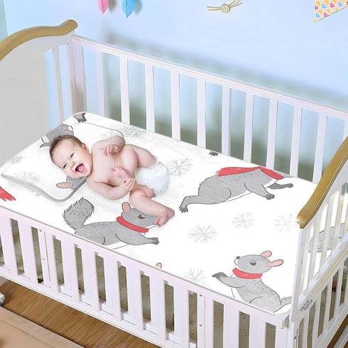 HXshaoye 28" 52"Breathable Cooling Baby Mattress x Crib Bumper Pads for Baby&Toddler Snowflake Patterns Cartoon Gray