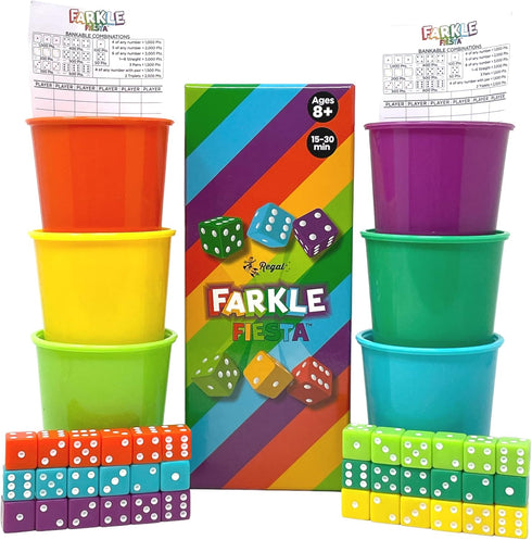 Regal Games - Farkle Fiesta Classic Dice Game w/ 6 Colored Dice