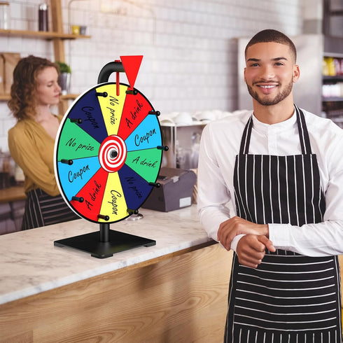 12 Inch Facilife Spinning Wheel - Color Prize Wheel with Stand, Table Spinner for Trade Shows, Carnivals & Home Games
