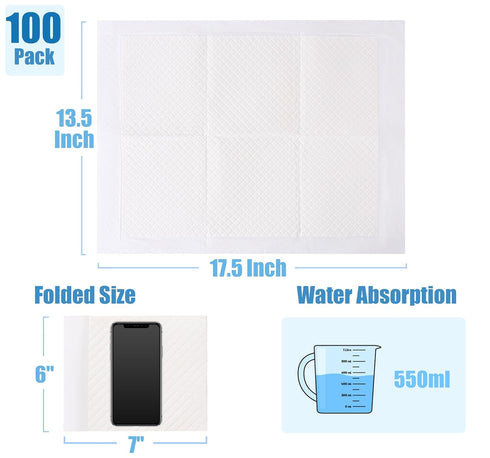 TEROBABI 100 Pack 17.5"x13.5" Disposable Changing Pads for Baby, Ultra Absorbency Diaper Changing Pad Liners, Baby