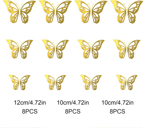 24pcs 3D, Butterfly Wall Stickers CAYUDEN Butterfly Decorations Wall Decor DIY Butterfly Combination Wall Stickers