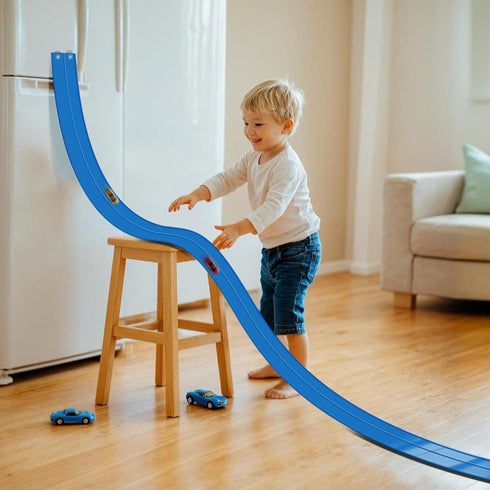 AQFR 15 Set, 3 1/64th Flex Track Ft Starter Flexible Race Car Ramp Track for Ages & Up with Suction Cups Compatible