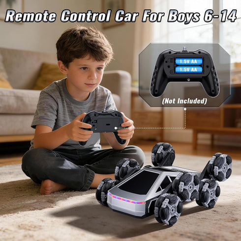 8 2.4GHz 6-14, Bsgifts Remote Control Car, Wheels RC Stunt Car with LED Lights & Music, RC Drift Car for Boys Aged