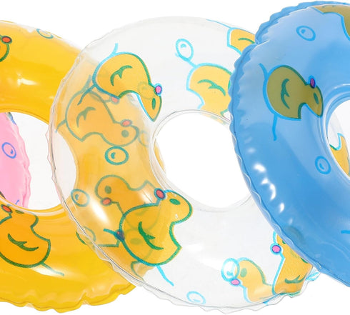 Gadpiparty 5Pcs Mini Swimming Rings, Dollhouse Pattern Swim Rings for Kids Dolls Pool Toys