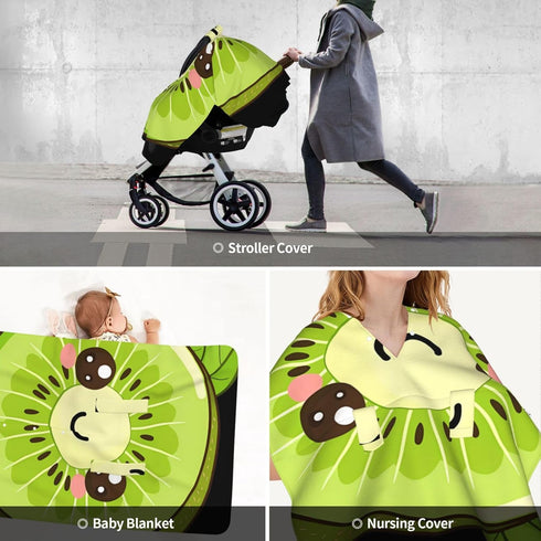 Zhbvncp Cute Kiwi Fruits Baby Car Seat Cover & Breastfeeding Nursing Cover - Breathable Stretch Fabric Multi-Use