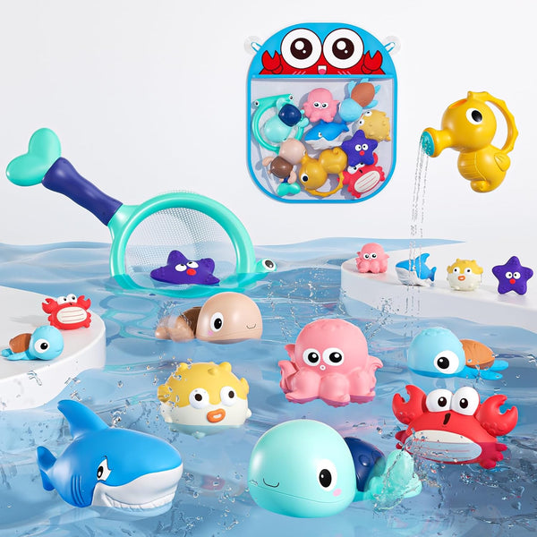 XAWACAH Bath Toy for Toddlers 6-12-18 Months, No-Hole Bathtub Toys with Baby Bath
