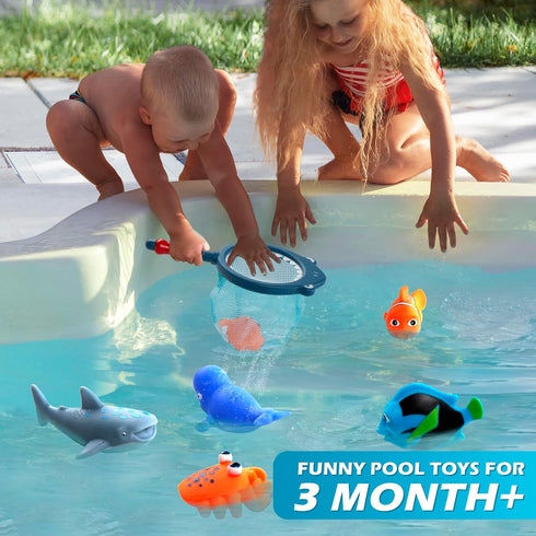 No Hole Mold Free Bath Toys for Toddlers 1-3, Water Toys with Storage Bag, Baby Shark Pool and Shower Gifts