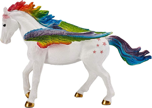 MOJO Rainbow Pegasus Realistic Fantasy Toy - Hand Painted Figurine 7.3 x 5.1 x 4.7