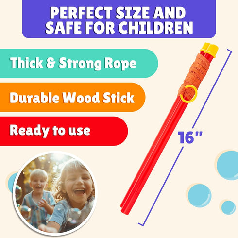 Giant Bubble Wand Bubbles for Kids Big Bubble Wand Huge Rope 1 Pack with Bubble Solution Powder