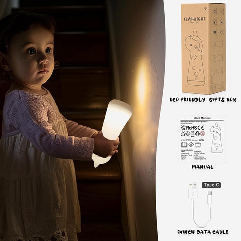 Dimmable ShaArkMango Flashlight with Night Light for Kids Rechargeable LED Nightlight Toddler Bed Room Glow in Dark