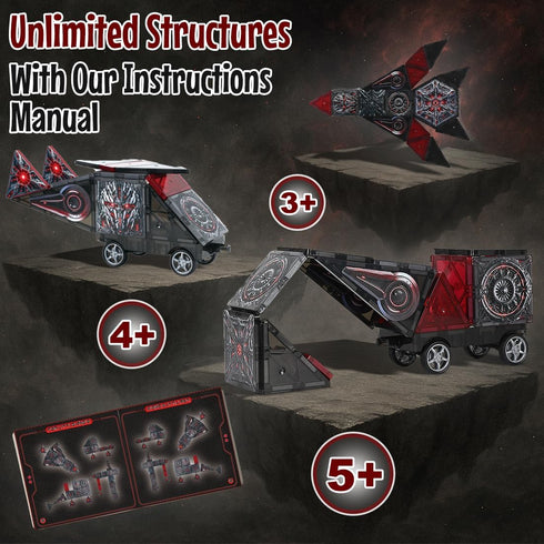 58 Set 3 4 5 6 7 8 Little Pi ShadowBots Magnetic Tiles PCS | Transform Robot Villain Building with Sword & Shield |