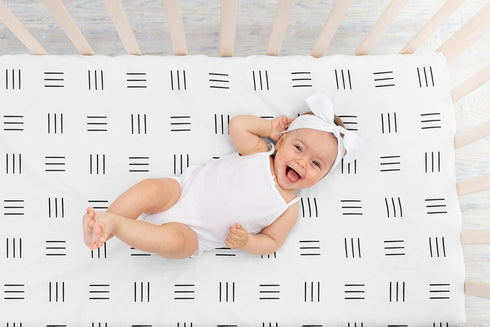 Sweet Jojo Designs Fitted Baby Crib Sheets (White and Black Boho Mudcloth) for Boys and Girls, Infant Nursery, Toddler