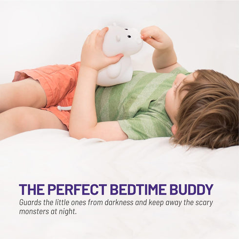 Lumipets Remote Control Silicone Night Light - Hippo Design with 9 Soft Colors & Sleep Timer for Kids